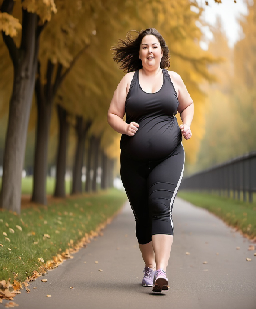 fat woman jogging