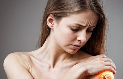 Woman with highlighted arm inflammation.