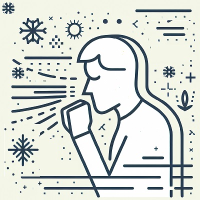 Person coughing with abstract background elements.