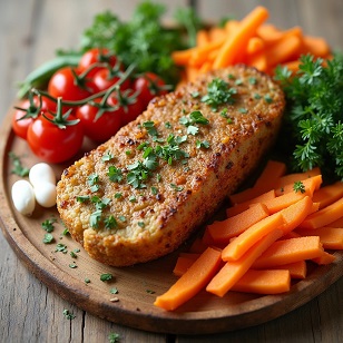 Vegetarian loaf with fresh vegetables