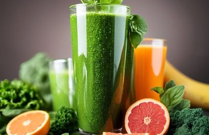Colorful healthy smoothies and fruits