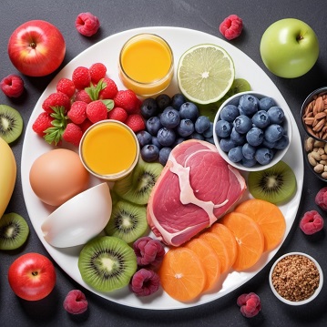 Colorful healthy food assortment platter