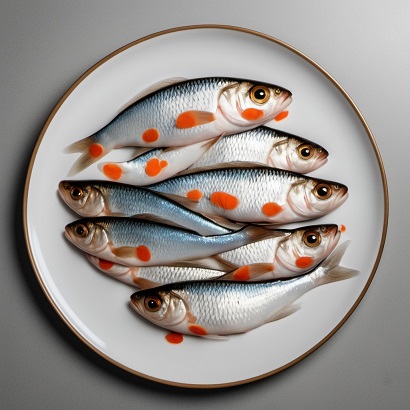 Fresh fish arranged on a platter.