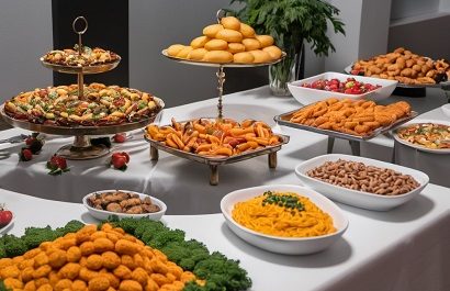 Variety of colorful dishes and snacks