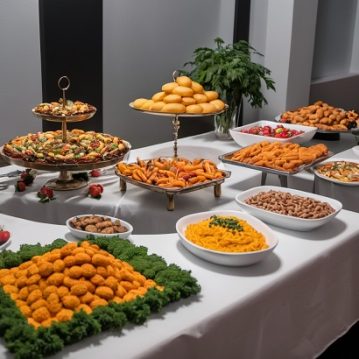 Variety of colorful dishes and snacks