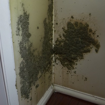 Mold growing in house corner.