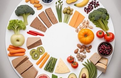 Colorful circle of healthy foods