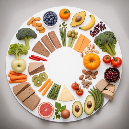 Colorful circle of healthy foods