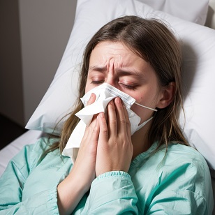 Person resting in bed to fight viruses .