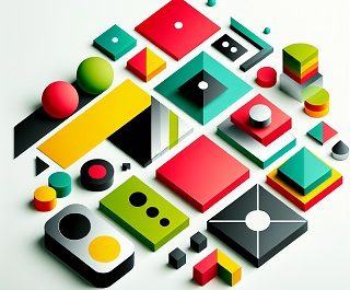 Colorful geometric shapes and patterns.