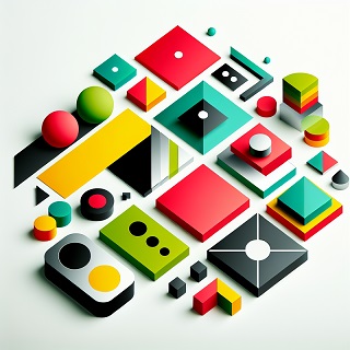 Colorful geometric shapes and patterns.