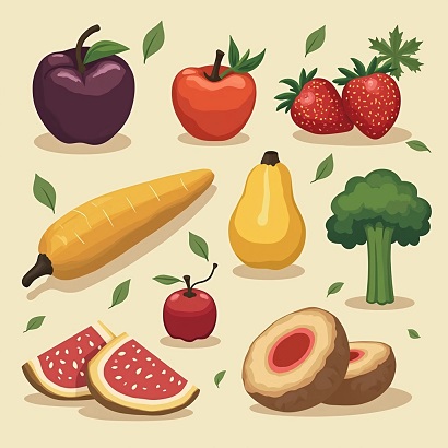 Colorful assortment of fruits and vegetables