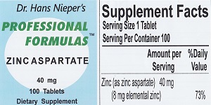 Zinc Aspartate Professional Formulas Supplement