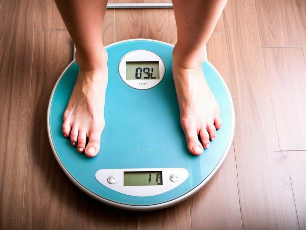 Person weighing themselves on scale